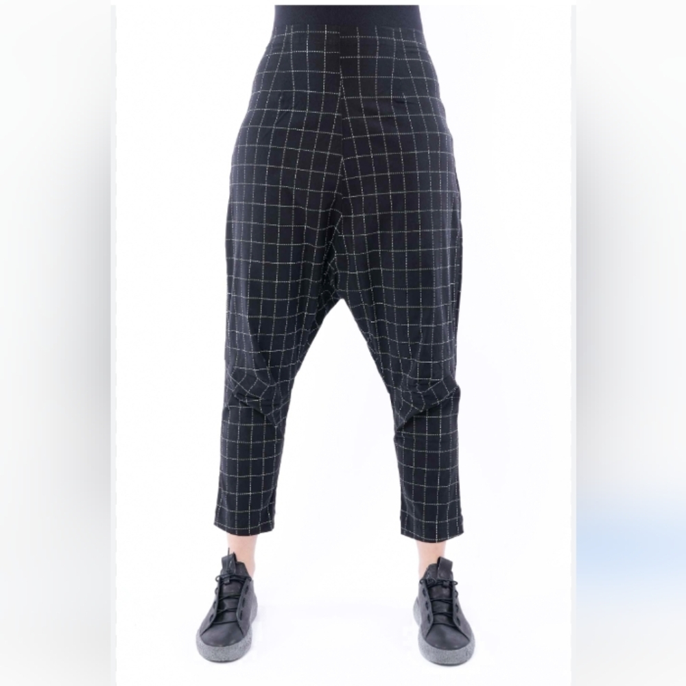 Rundholz Black Label Black Check Drop Crotch Button Fly Pants S
